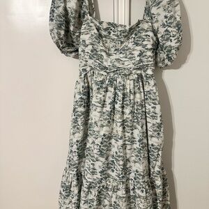 Abercrombie & Fitch Floral Puff Sleeve Midi Dress